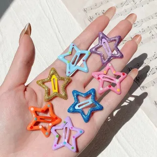 Sparkly Star Shaped Hair Clips Multicolour  (12 Pc)
